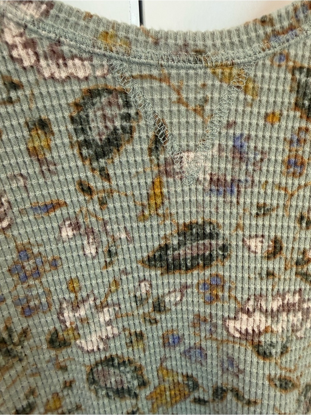 Target Sage Green Floral Waffle Long-Sleeve Top - Picture 2 of 2
